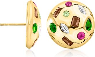 Ross-Simons Multi-Gemstone Button Earrings in 18kt Gold Over Sterling