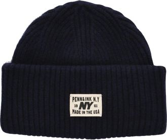 Penn & Ink Blauwe Beanie Muts voor Stijlvol Comfort - Dames - Hoeden - Blauw - ONE Size - Wol - Accessoires