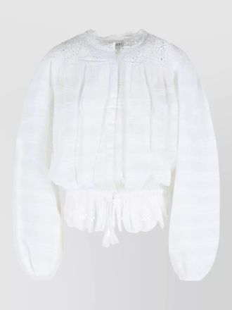 Isabel Marant textured lace long sleeve silk top