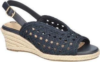 Bella Vita Bethany Slingback Wedge Sandal in Navy Raffia at Nordstrom, Size 6.5