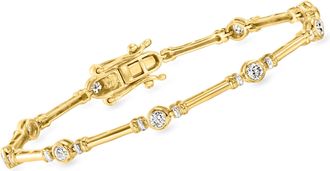 Ross-Simons Bezel-Set Lab-Grown Diamond Station Bracelet in 18kt Gold Over Sterling