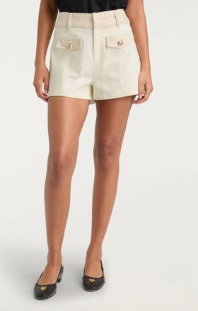 Cinq &agrave; Sept Braided Tweed Gaelle Shorts In Whisper White Hue