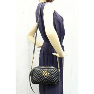 Gucci Pre-owned Cross Body Bags, female, Black, Size: ONE SIZE Pre-owned Leather Cross Body Bag
