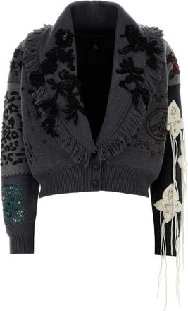 Alanui Embroidered Wool Midnight In Manhattan Cardigan