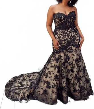 Casablanca Maren Wedding Dress In Nude/black