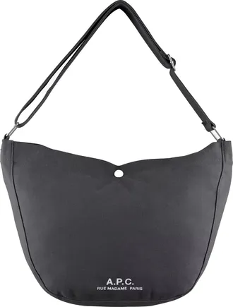 A.P.C. Recycled Canvas Black Shoulder Bag With Adjustable Strap