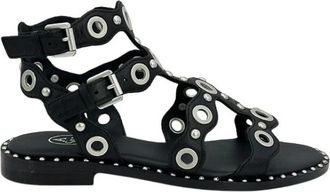 Ash Zwarte Pop Up Leren Sandaal - Dames - Sandalen - Zwart - 36 EU - Schoenen