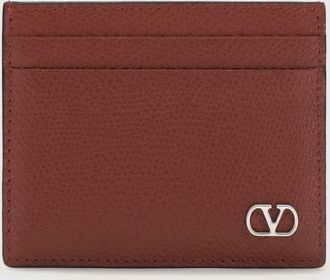 Valentino Garavani Portacarte piatto VLogo Signature in pelle di vitello