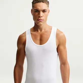 Nike Mens Essential Stretch Cotton Dri-FIT Tank Top in White | KE1274-100