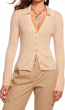 Ramy Brook Cathy Pointelle Silk Cashmere Cardigan Sweater In Sandstone