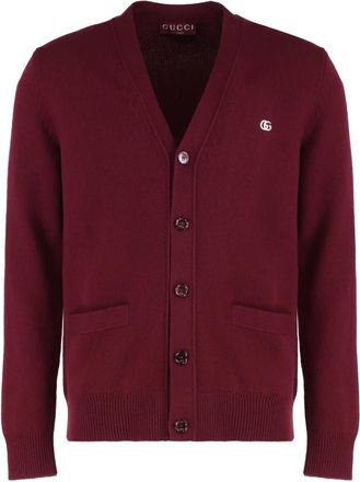 Gucci Cashmere wollen vest met borduursel - Heren - Vesten - Rood - S - Wol - Truien & Vesten