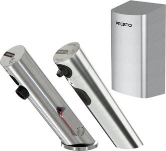 Presto Grifo Mezclador Infrarrojo Con Llave De Paso + Infrarrojo Dispensador De Jab&oacute;n + Secador De Manos Presto Linea Acero Inoxidable Cepillado