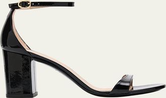 Stuart Weitzman Nudist II Leather Ankle-Strap Sandals