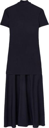 Jil Sander layered-design midi dress - women - Viscose/Polyamide - 44 - Blue