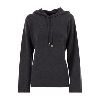 Fabiana Filippi Ribgebreide Hoodie - Dames - Hoodies - Grijs - XS - Wol - Hoodies & sweatvesten