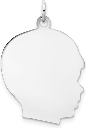 Diamond2Deal 14k White Gold Plain Large.013 Depth Facing Right Engravable Boy Charm Pendant