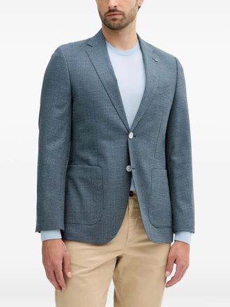 BOSS Janson checked single-breasted blazer - men - Viscose/Virgin Wool/Elastane/Viscose - 54 - Blue