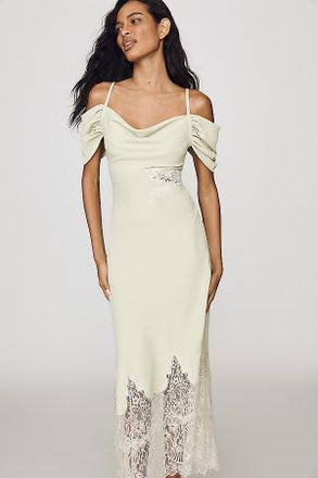 Bl^nk London Satin Off-Shoulder Lace Midi Dress