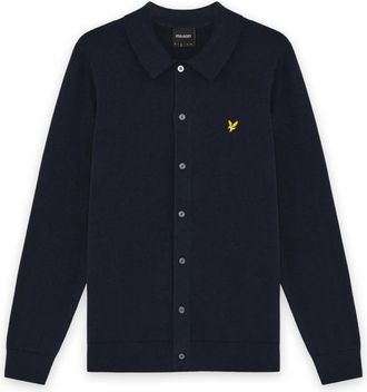 Lyle & Scott Mid Knits Katoenen Gebreid Shirt - Heren - Truien - Blauw - Maat: 2XL Katoen