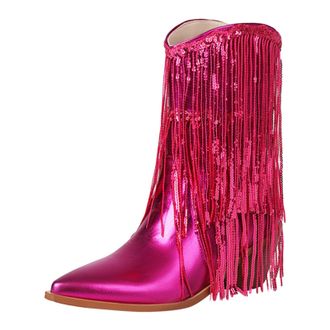 Generic Stylish Women Ankle Boots with Elegant Tassel Pointed Toe Design and Stable Thick Heel for Ultimate Comfort Effortless Slip On Wear Perfect Autumn Win