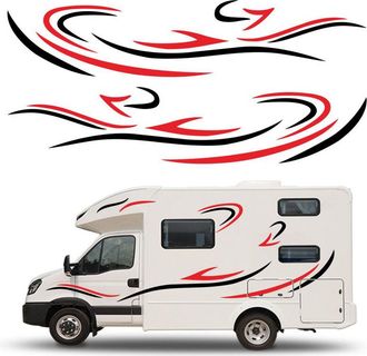 OEM Pegatinas Gr&aacute;ficas Rojas Para Los Laterales De La Carrocer&iacute;a De Camiones, Furgonetas Camper, Caravanas, Autocaravanas Y Veh&iacute;culos