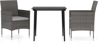 vidaXL Juego De Comedor De Jard&iacute;n 3 Piezas Con Cojines Gris Y Negro Vidaxl