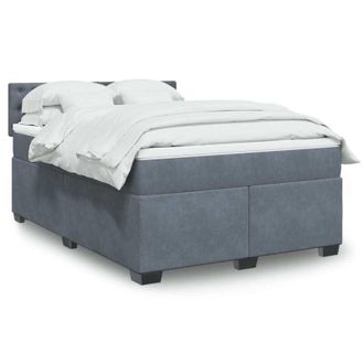 vidaXL Cama Box Spring Con Colch&oacute;n Terciopelo Gris Oscuro 140x190 Cm Vidaxl