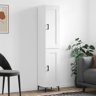vidaXL Aparador Alto Madera Contrachapada Blanco 34,5x34x180 Cm Vidaxl