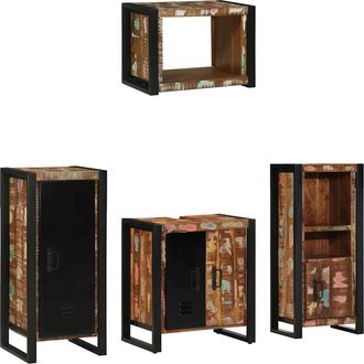 vidaXL Juego De Muebles De Ba&ntilde;o 4 Uds. Multicolor Y Negro Vidaxl