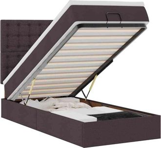 vidaXL Cama Otomana Con Colch&oacute;n Marr&oacute;n Oscuro 90x200 Cm Tela Vidaxl