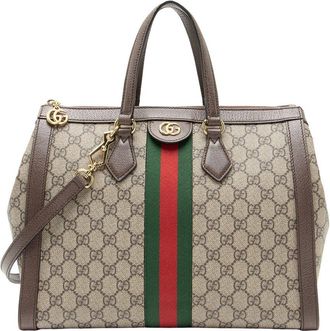 Gucci Beige Gg Supreme Canvas Ophidia Large Zip Tote (Authentic Pre-Loved)