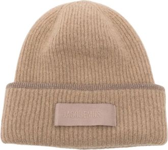 Jacquemus Le Bonnet Gros Grain Beanie - Dames - Hoeden - Beige - ONE Size - Wol - Accessoires