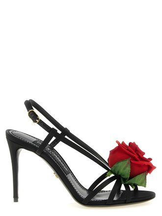 Dolce & Gabbana Black Viscose Stiletto Heel Womens Sandals