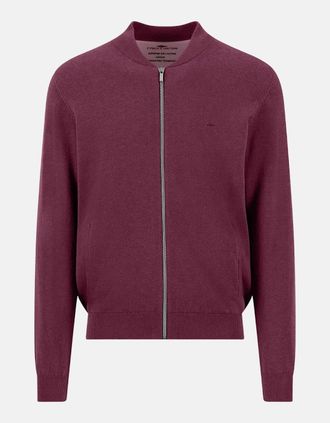 Fynch-Hatton Mens Fine Knit Zipped Cardigan Deep Merlot - Red - Size: 42