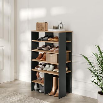 Vicco Armario Para Zapatos Marlon, Antracita/roble Dorado, 60 X 100 Cm Con 5 Compartimentos, Vicco