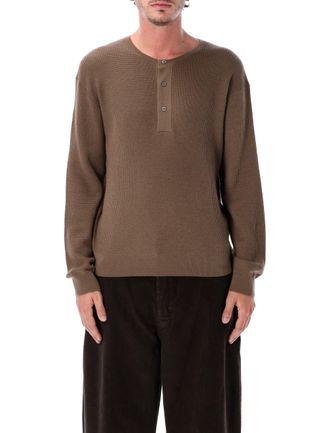STUDIO NICHOLSON Textured Ribbed Knit Round Neck Sweater