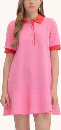 Entro Celia Scalloped Cotton Mini Dress In Pink