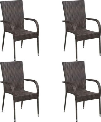 vidaXL Vidaxl - Stackable Outdoor Chairs 4 pcs Poly Rattan Brown