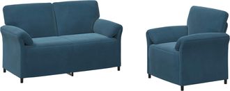 vidaXL Juego De Sof&aacute; 2 Uds. Azul Terciopelo Vidaxl