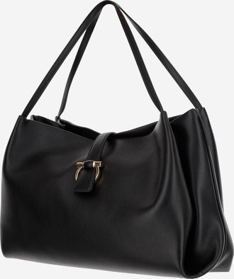 Ferragamo Womens Leather Shoulder Bag Black Calfskin