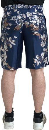 Dolce & Gabbana Blue Floral Print Silk Men Bermuda Shorts
