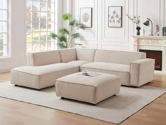 Vente-Unique Gran sof&aacute; rinconera izquierda de pana beige BORORE de Pascal Morabito