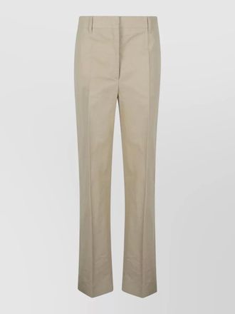 Prada panama tailored trousers belt loops button detail