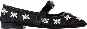 Versace Zwarte Strik Platte Schoenen Leer - Dames - Ballerinas - Zwart - 39 EU - Leer - Schoenen