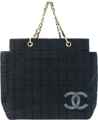 Chanel Black Cotton Handbag Tote Bag (Pre-Owned)