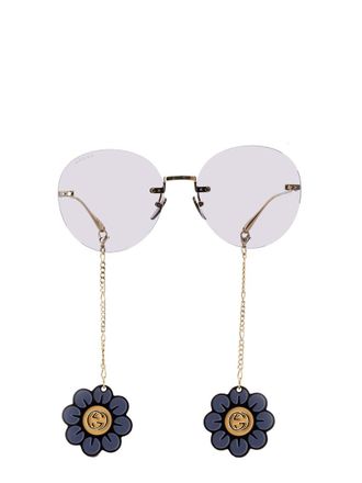 Gucci 691315_I33338053 Flower-Pendant Sunglasses - Gold