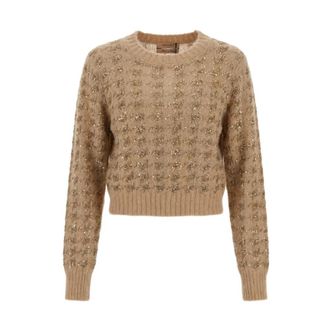 Twinset 262Tp 336113825 Twinset - Dames - Ronde hals truien - Bruin - L - Truien & Vesten