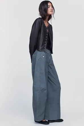 Pilcro Delta Cotton Stretch Mid-Rise Wide-Leg Parachute Pants
