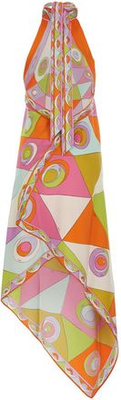 Emilio Pucci Womens V-Neck Long-Sleeved Multicolour Silk Dress