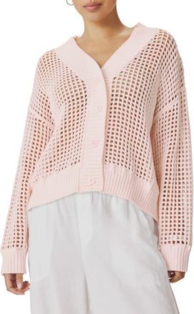 Splendid Camellia Openwork V-Neck Cotton Blend Cardigan in Rose Petal Pink at Nordstrom, Size X-Large